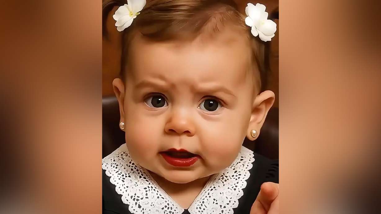 TV's own Judge Judy is played by a baby — assumingly AI-generated — on the Scroll Stop Baby YouTube channel.