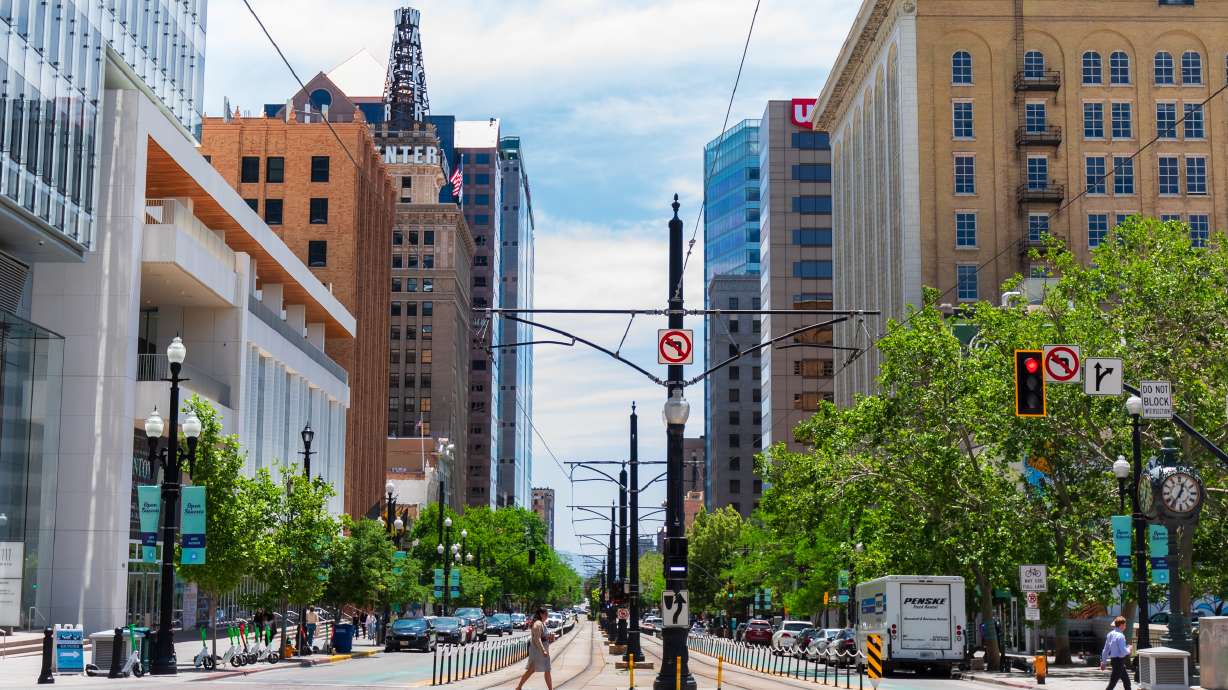 Main Street in downtown Salt Lake City is pictured on Wednesday. Salt Lake City's Open Streets returns this weekend and every Friday and Saturday this month.