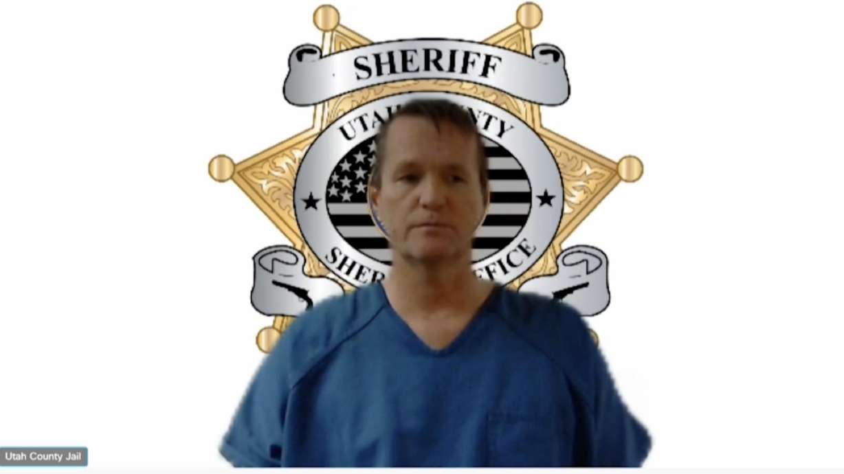 Michael Aaron Jayne appears in court via video call on June 4. He is charged with aggravated murder for running over Santaquin Police Sgt. Bill Hoosier and is facing more potential charges after allegedly causing trouble at the Utah County Jail.