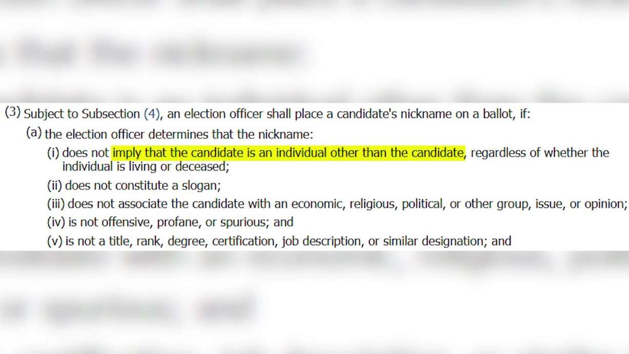 The nickname section of the law highlighted.