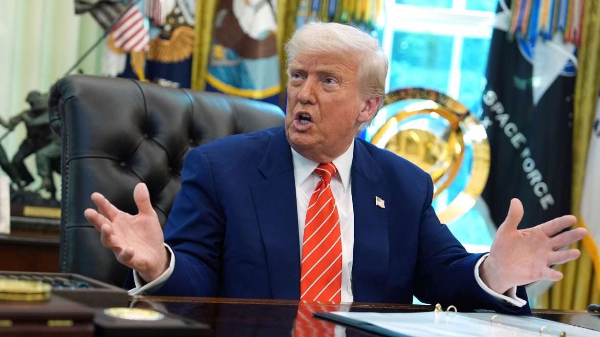 President Donald Trump speaks in the Oval Office May 30 in Washington. Trump appeared to be fed up with the judges who have ruled against his administration after a social media post criticizing Federalist Society Chairman Leonard Leo.