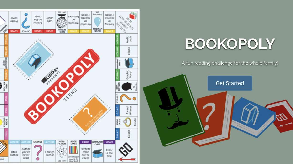 Bookopoly, a reading take on Monopoly, is Davis County Library's latest reading program. Here is a copy of the game's board, along with a look at the game's webpage.