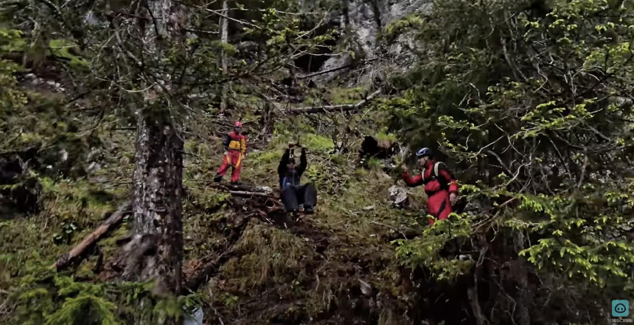 This man does extreme rope swinging in Switzerland, 2025.