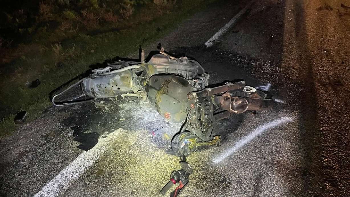A 27-year-old man died in a motorcycle crash with a cow on state Route 39 near milepost 53 in Rich County on Saturday.