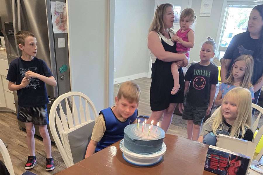 Brennan Havens celebrates his birthday with community members in Idaho Falls in this undated photo.