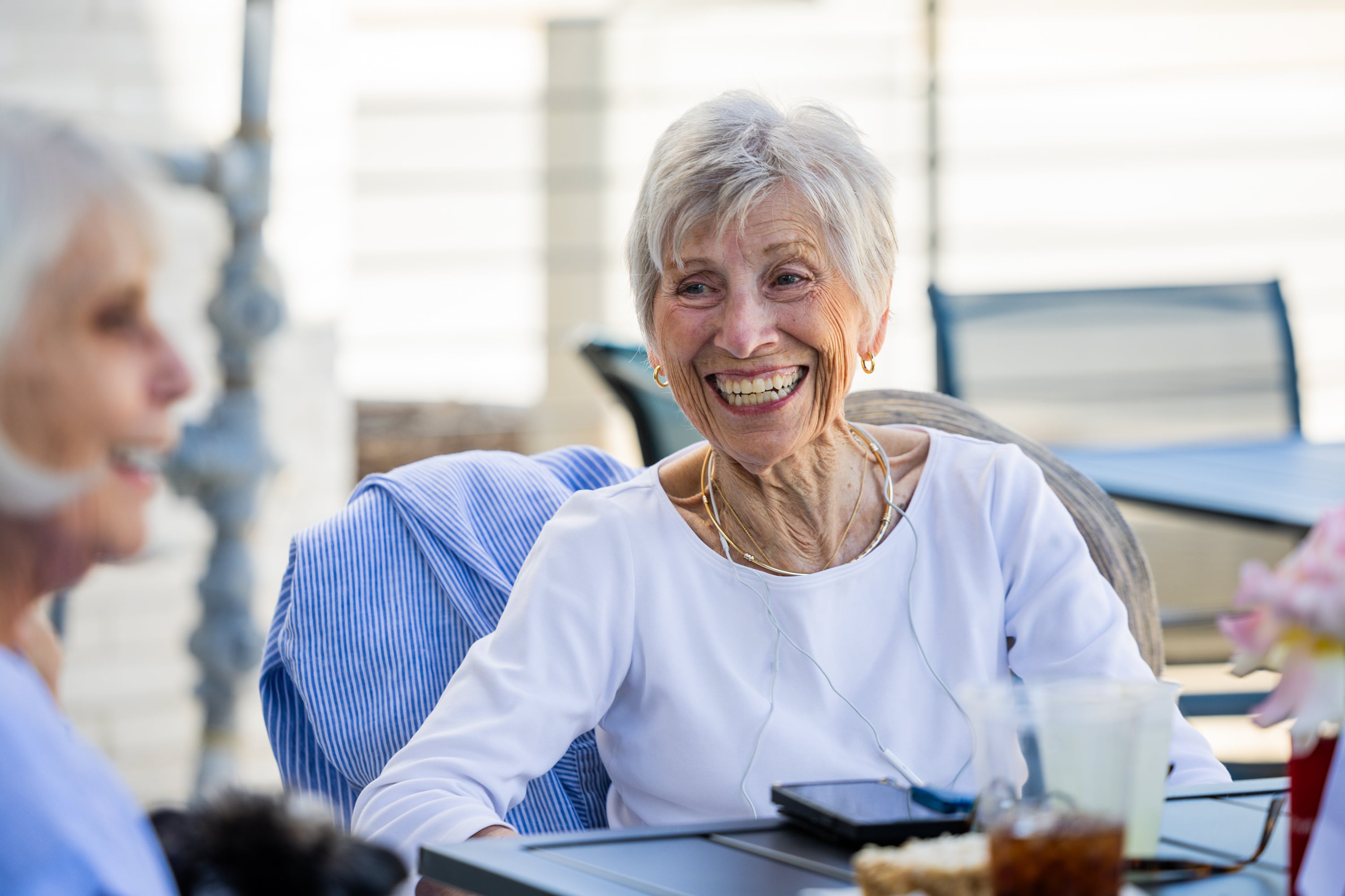 Bonnie Shepherd, center, meets with friends Diane McMakin, left, and Kim S., off camera, for lunch at Great Harvest Bakery Cafe in Salt Lake City on June 6. There's a lot to consider when it comes to what leads older adults to flourish or flounder, a study finds.