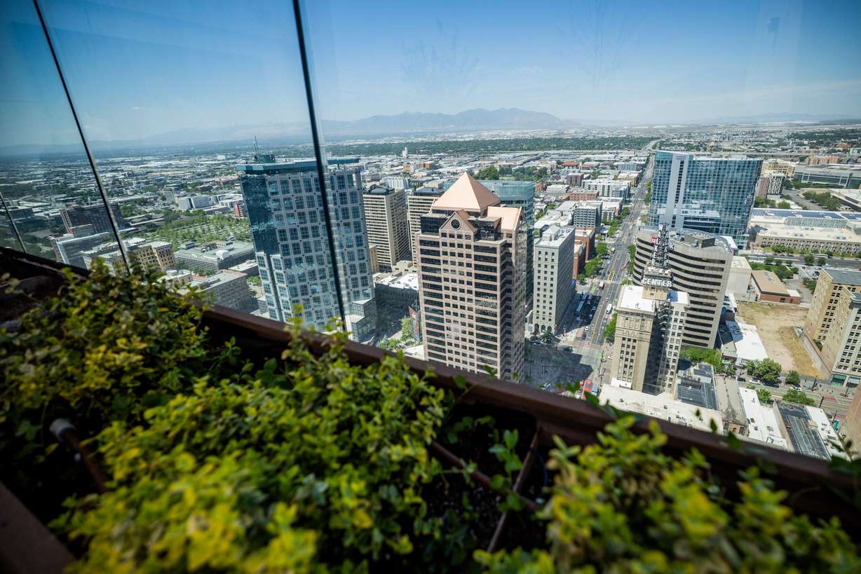 The rooftop deck in Astra Tower in Salt Lake City on May 30.