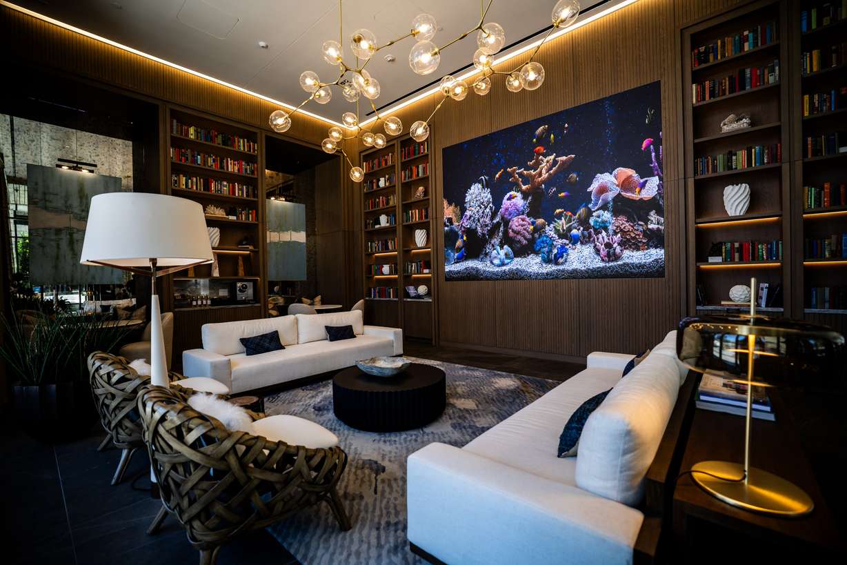 The lobby in Astra Tower in Salt Lake City on May 30.