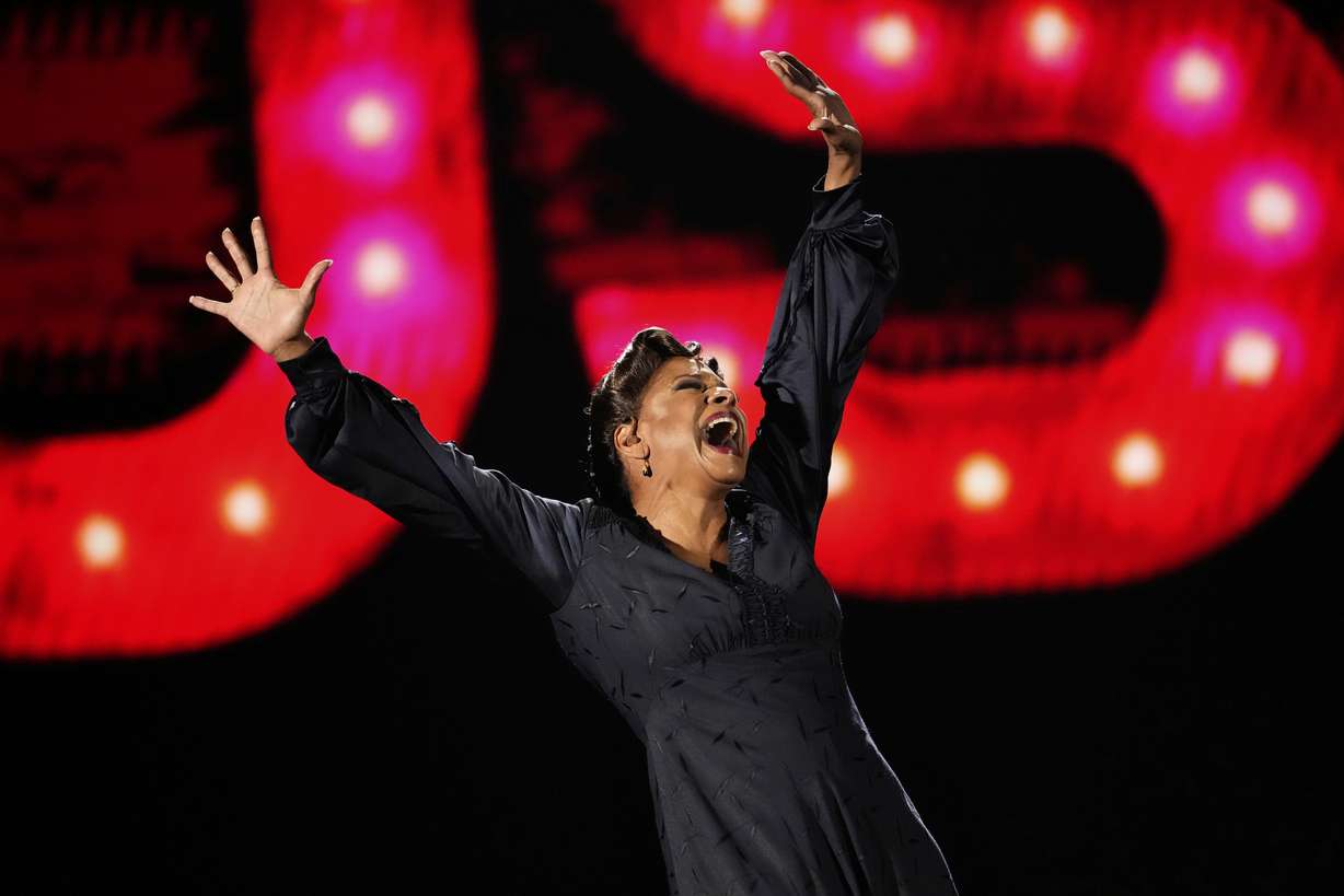 Audra McDonald performs "Rose's Turn" from "Gypsy" during the 78th Tony Awards on Sunday at Radio City Music Hall in New York.