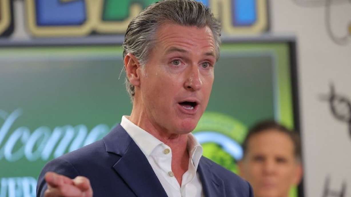 California Gov. Gavin Newsom speaks in Compton, Calif., June 5. President Donald Trump said on Monday he would support the arrest of Newsom over possible obstruction of immigration enforcement measures.