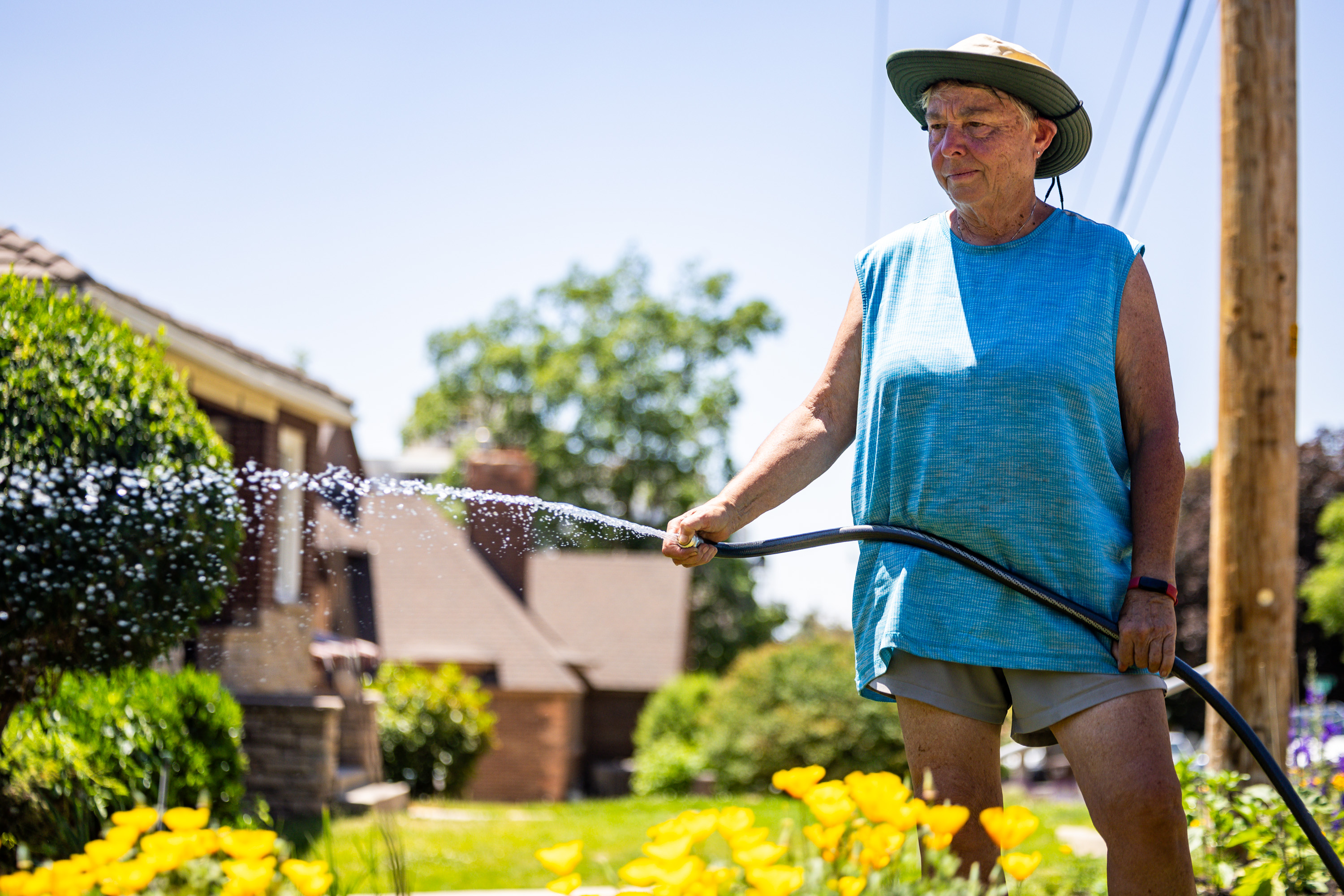 Linda Cook waters plants in the Capitol Hill neighborhood in Salt Lake City on Monday. Salt Lake County water managers say they've noticed an increase in water consumption again this year, after a warmer and drier start to the irrigation season.