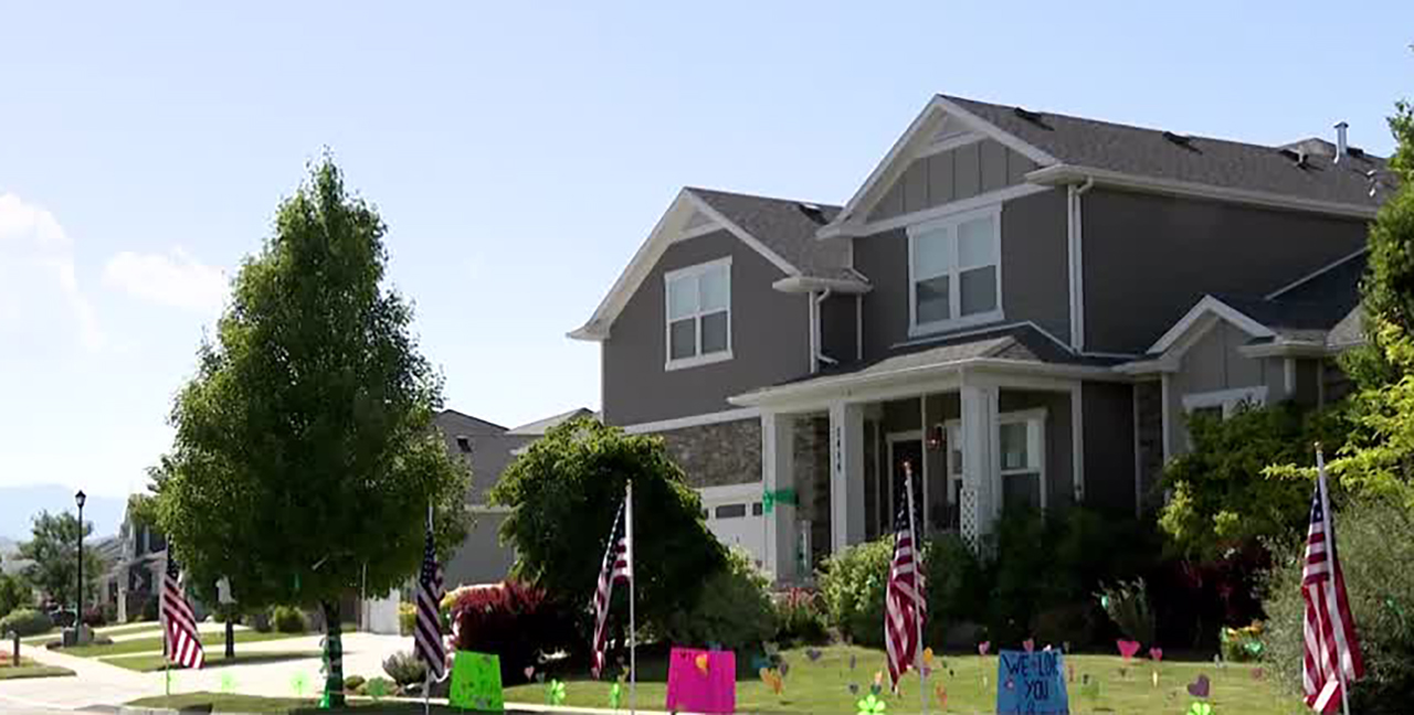 The Lehi home of 14-year-old Jenna Sharp, who died Saturday in the hospital after being hit by a car on May 30, is shown Monday. Neighbors are showing support for the Sharp family after the tragic death.