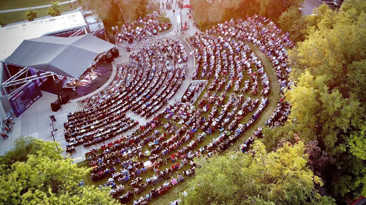An overhead view of the Kenley Amphitheater in Layton. The amphitheater has hosted a summer concert series for 30 years.