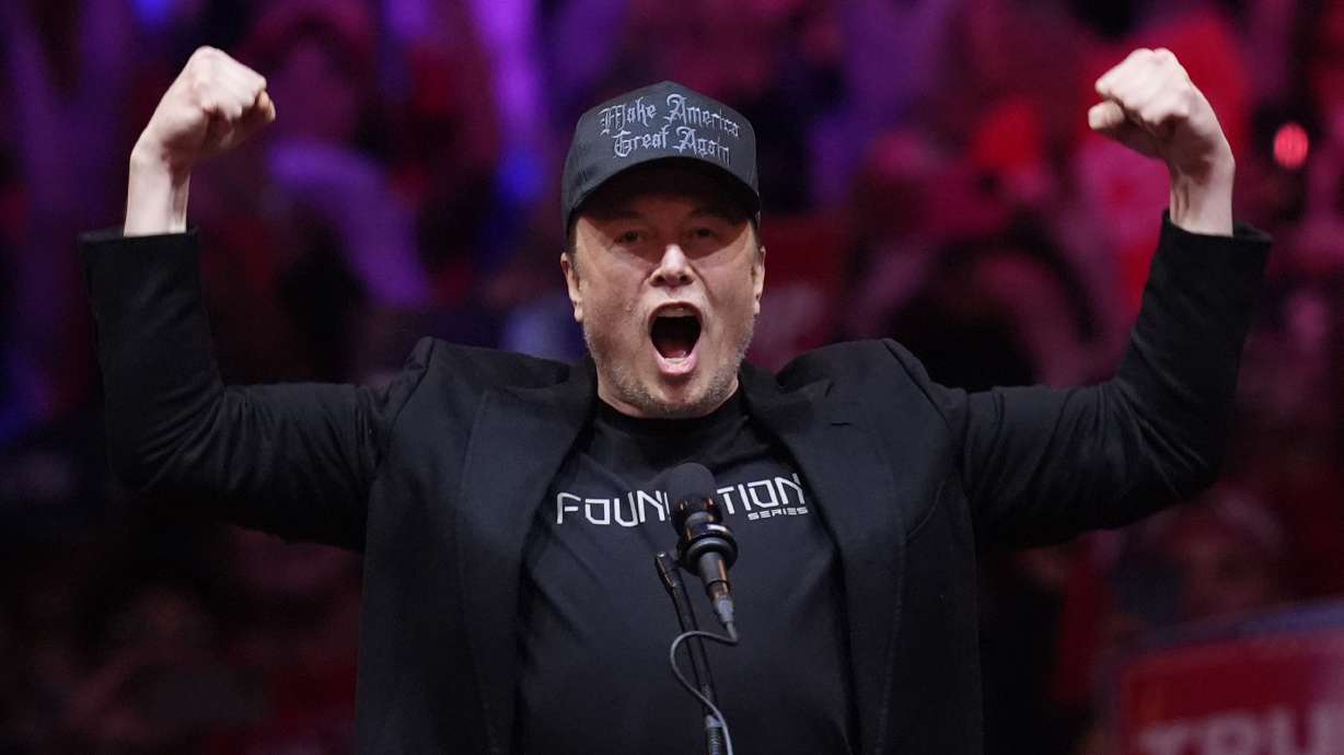 Elon Musk speaks before Republican presidential nominee former President Donald Trump at a campaign rally at Madison Square Garden, Oct. 27, 2024, in New York.