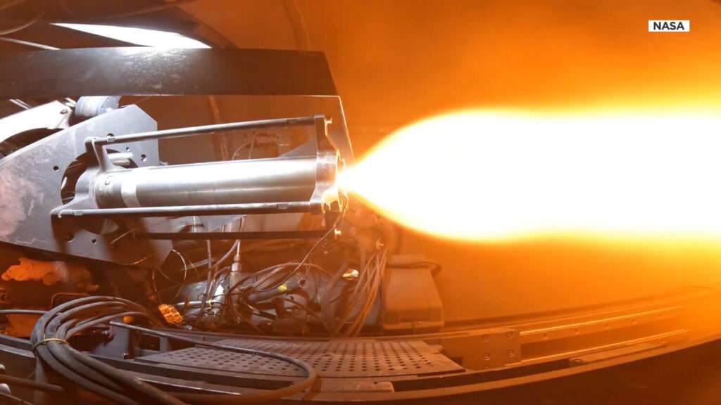NASA test-fires a rocket motor, designed at Utah State University in Logan on Wednesday.
