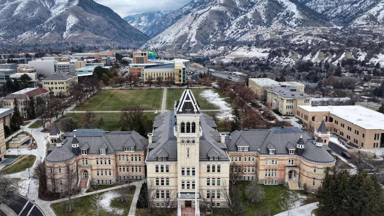 The Old Main Building at Utah State University on Jan. 17. A new report said the university's economic contribution included supporting more than 17,000 jobs, $1 billion in earnings, and $1.4 billion in gross domestic product in 2023.