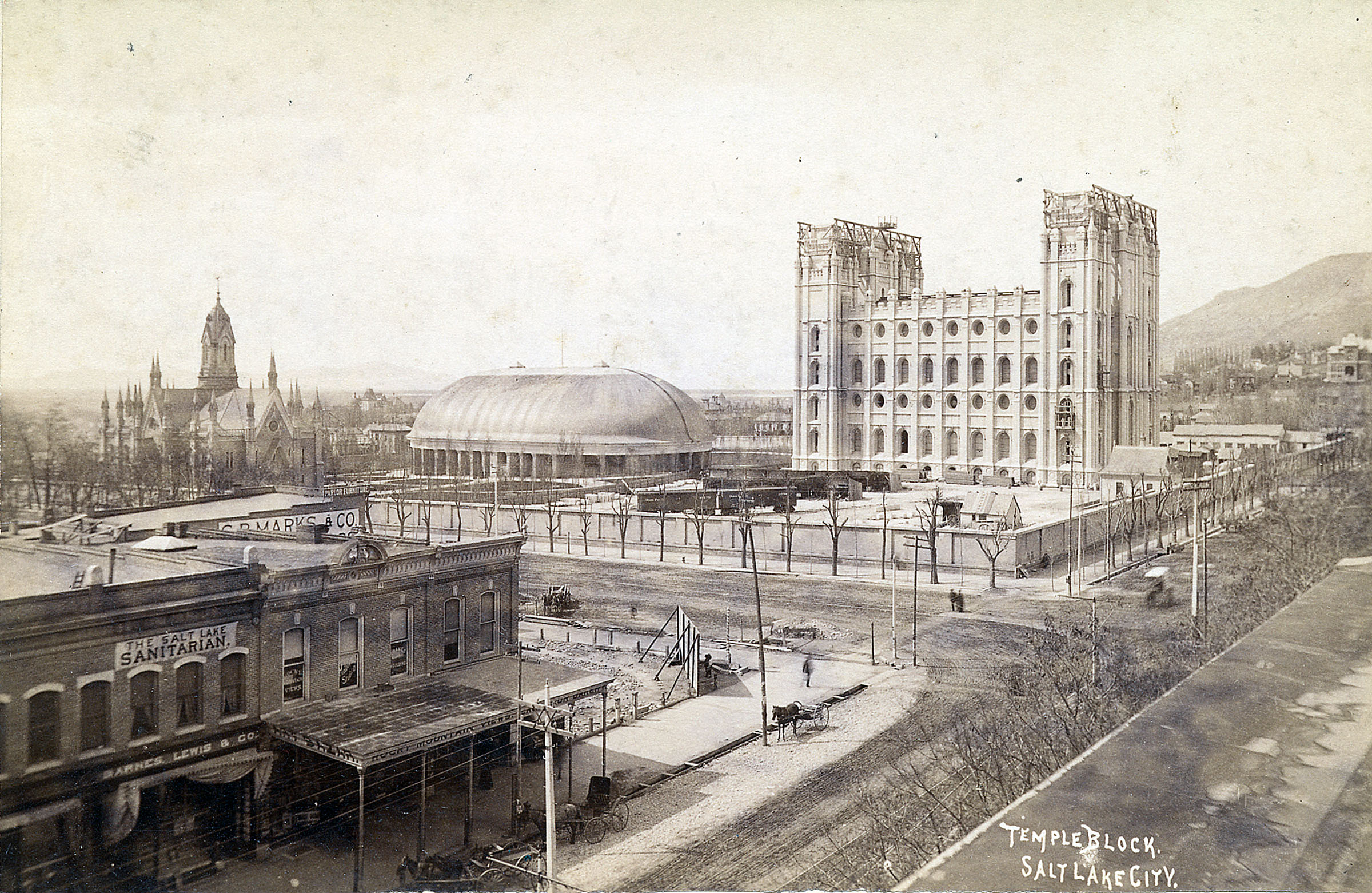 Historical photo of the Salt Lake Temple.