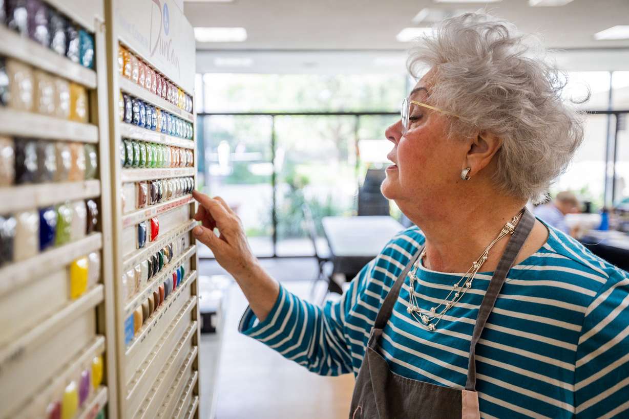 Joleen Wayman during a senior ceramics class at the Murray City Senior Recreation Center on Thursday. Wayman said she enjoys every minute of coming to the center.