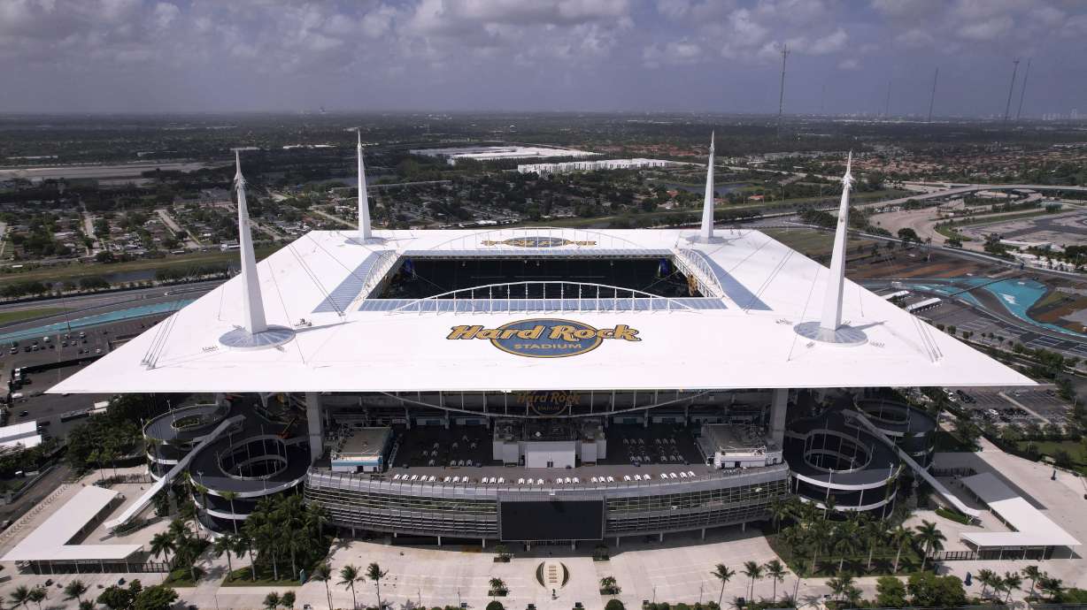 Hard Rock Stadium is viewed two days ahead of the scheduled opening match of the Club World Cup soccer tournament Thursday, June 12, 2025, in Miami Gardens, Fla.