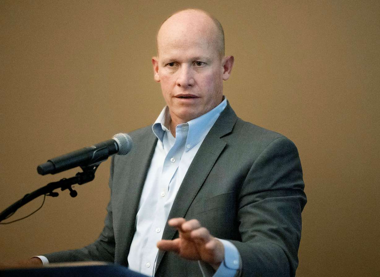 Joel Ferry, the executive director of the Utah Department of Natural Resources, speaks at a press conference at the Capitol in Salt Lake City, where the Utah National Guard, Utah Energy and others outlined a plan to put a potential uranium processing facility at Camp Williams on Thursday.