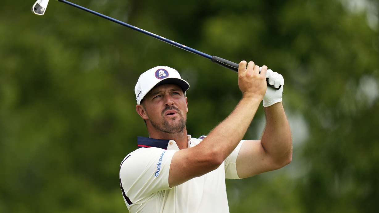 Bryson DeChambeau tees off on the 13th hole during the second round of the U.S. Open golf tournament at Oakmont Country Club Friday, June 13, 2025, in Oakmont, Pa.