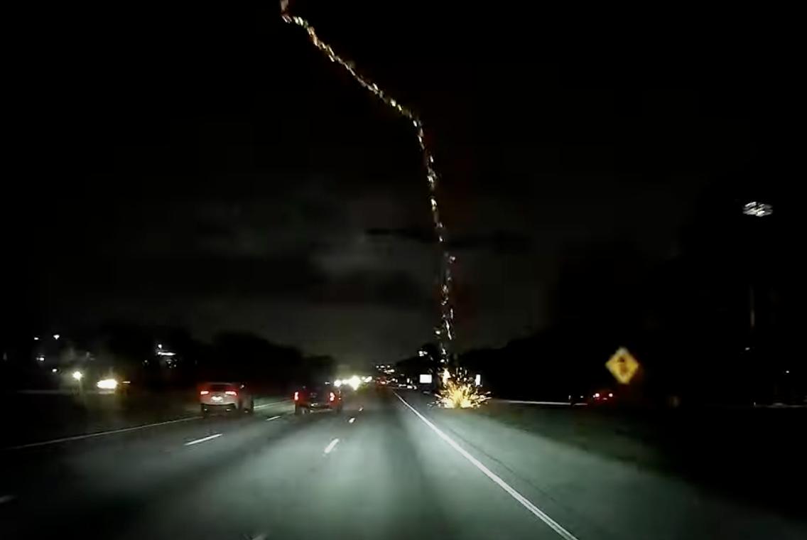 Lightning strikes the freeway on March 15, outside Atlanta, Georgia.