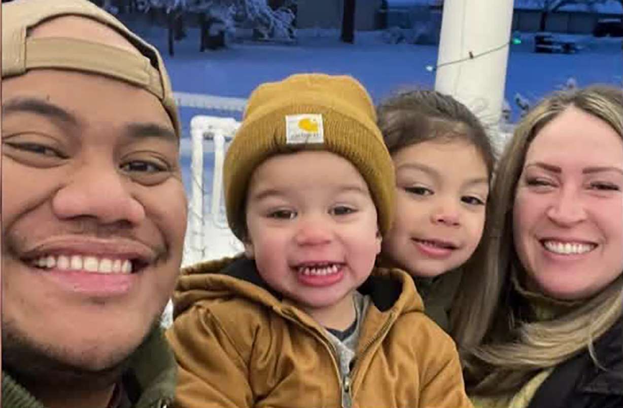 Utah resident Arthur Folasa Ah Loo, left, died after he was shot during the "No Kings" demonstration downtown Saturday night. He is pictured with his family in this undated photo.