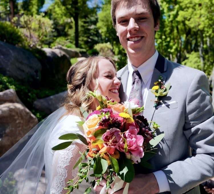 Caleb Johnson with his wife Marissa Johnson at their wedding in 2020. Caleb Johnson died in a car accident in May 2020.
