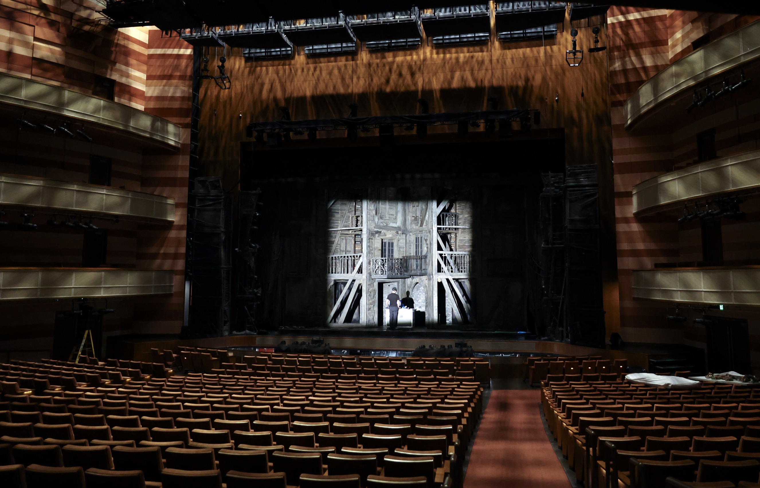 Crews set up for "Les Misérables" at the Eccles Theater in Salt Lake City on Feb. 26. Last year was a smashing success for Eccles Theater, from its Broadway lineup down to its end-of-year finances.