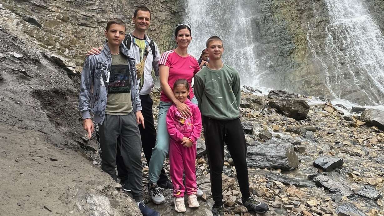 The Ahieieva family, who came to Lindon from Ukraine under the Uniting for Ukraine program, in an undated photo at Battle Creek Falls in Pleasant Grove.