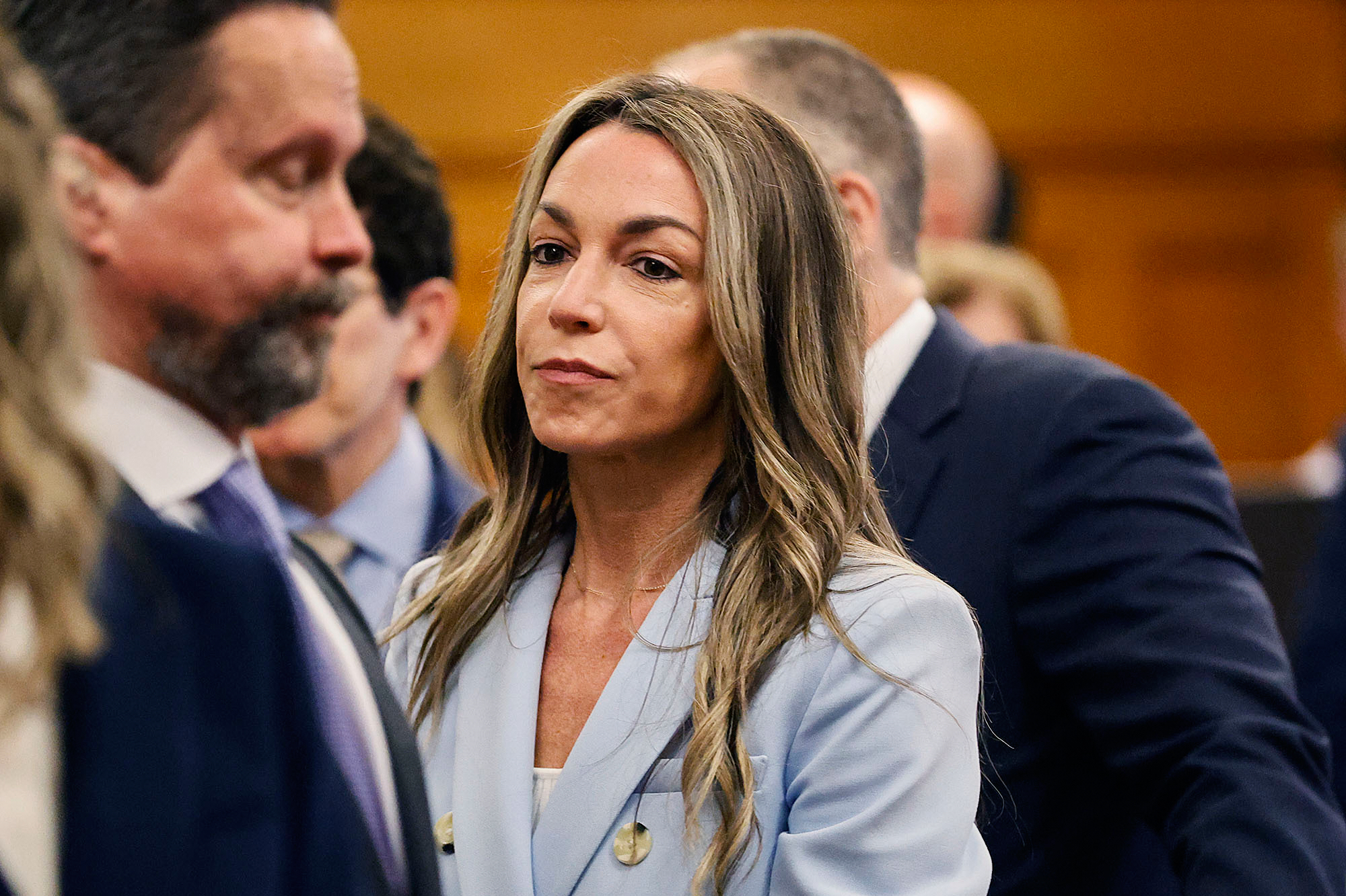 Karen Read watches jurors enter the courtroom to resume deliberations during her trial at Norfolk Superior Court, Wednesday, in Dedham, Mass. She was found not guilty of second-degree murder.