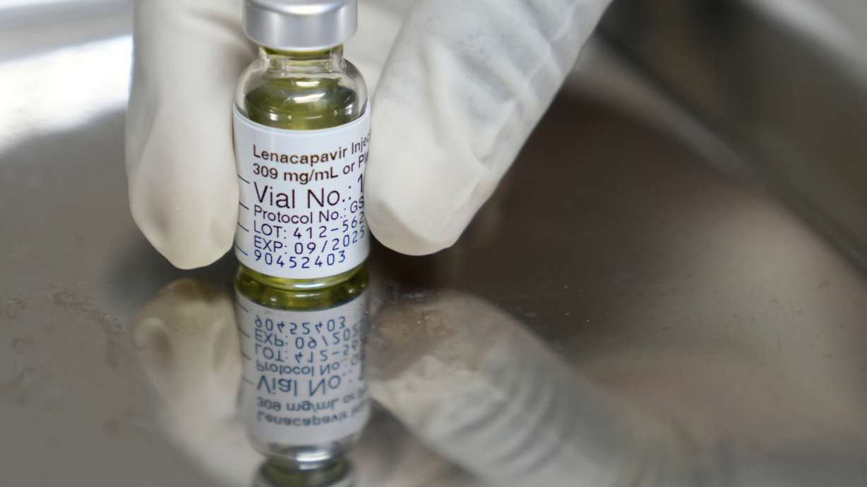 A vial of lenacapavir, an injectable HIV prevention drug, at the Desmond Tutu Health Foundation's Masiphumelele Research Site, in Cape Town, South Africa, July 23, 2024. The U.S. approved the drug this week, but it's unclear how many can get it.