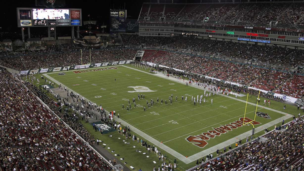 FILE - Ball State and South Florida play an NCAA college football game at Raymond James Stadium, Saturday, Sept. 10, 2011, in Tampa, Fla.