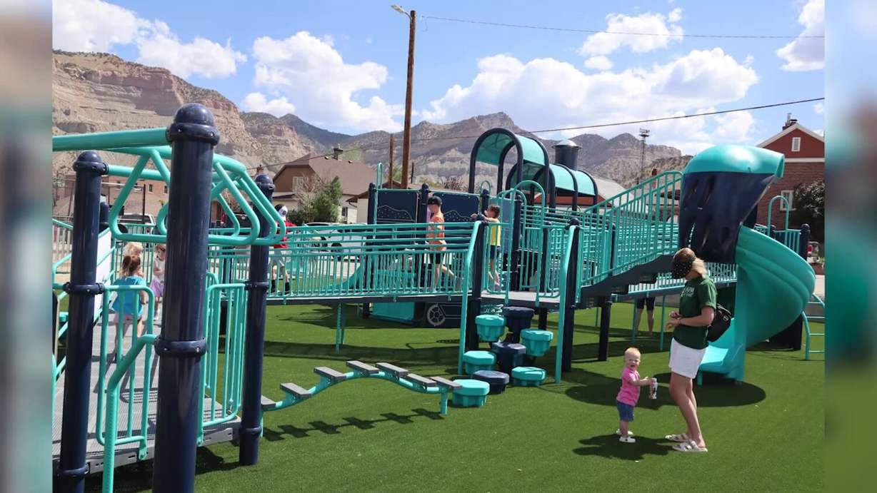 The Helper Express Playground, an all-abilities playground, is shown in Helper. Valorie Marietti had the playground built to honor her late son Jace.