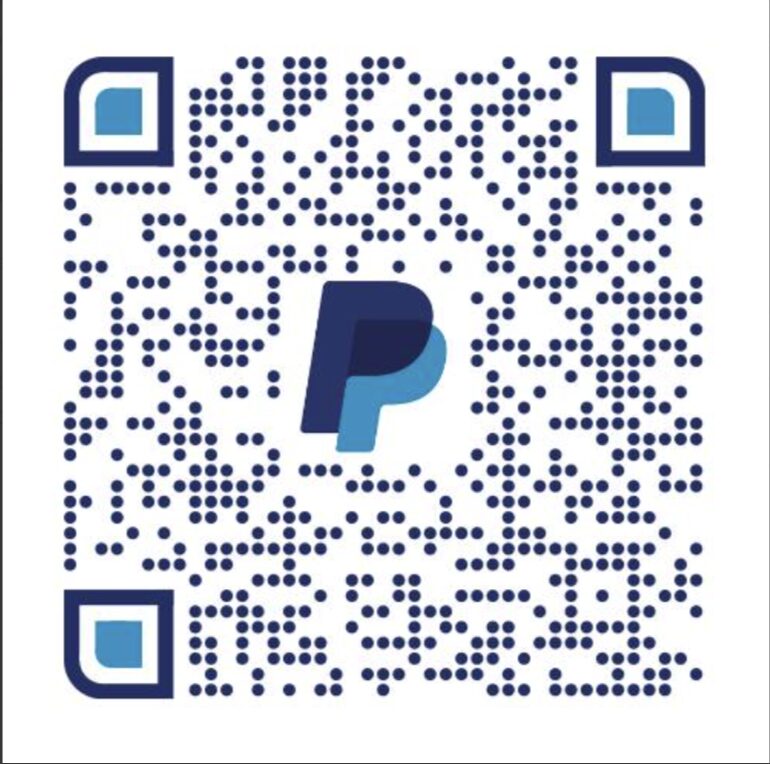 A PayPal QR code to the account to donate to the Friends of the Helper Area nonprofit.