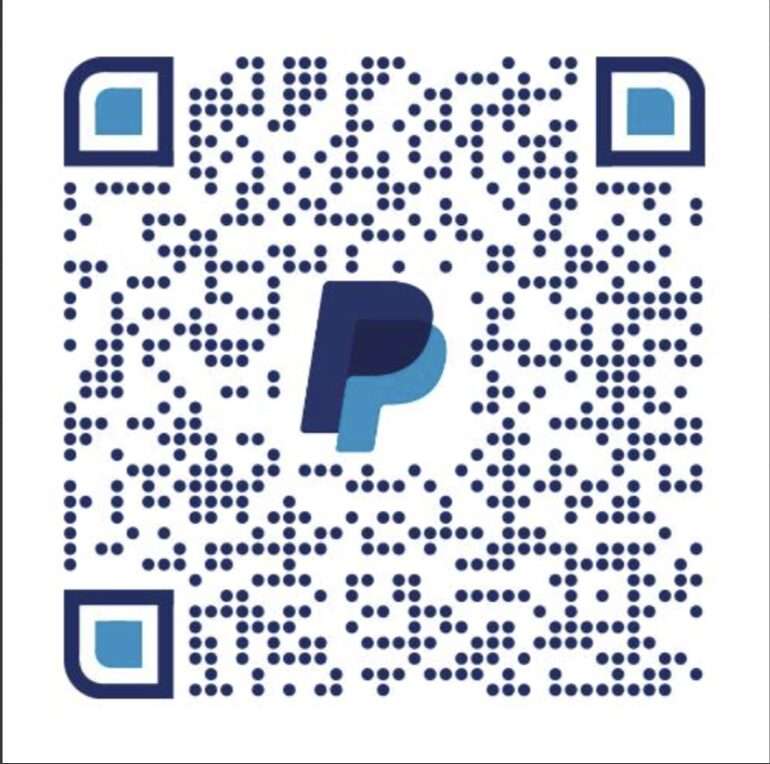 A PayPal QR code to the account to donate to the Friends of the Helper Area nonprofit.