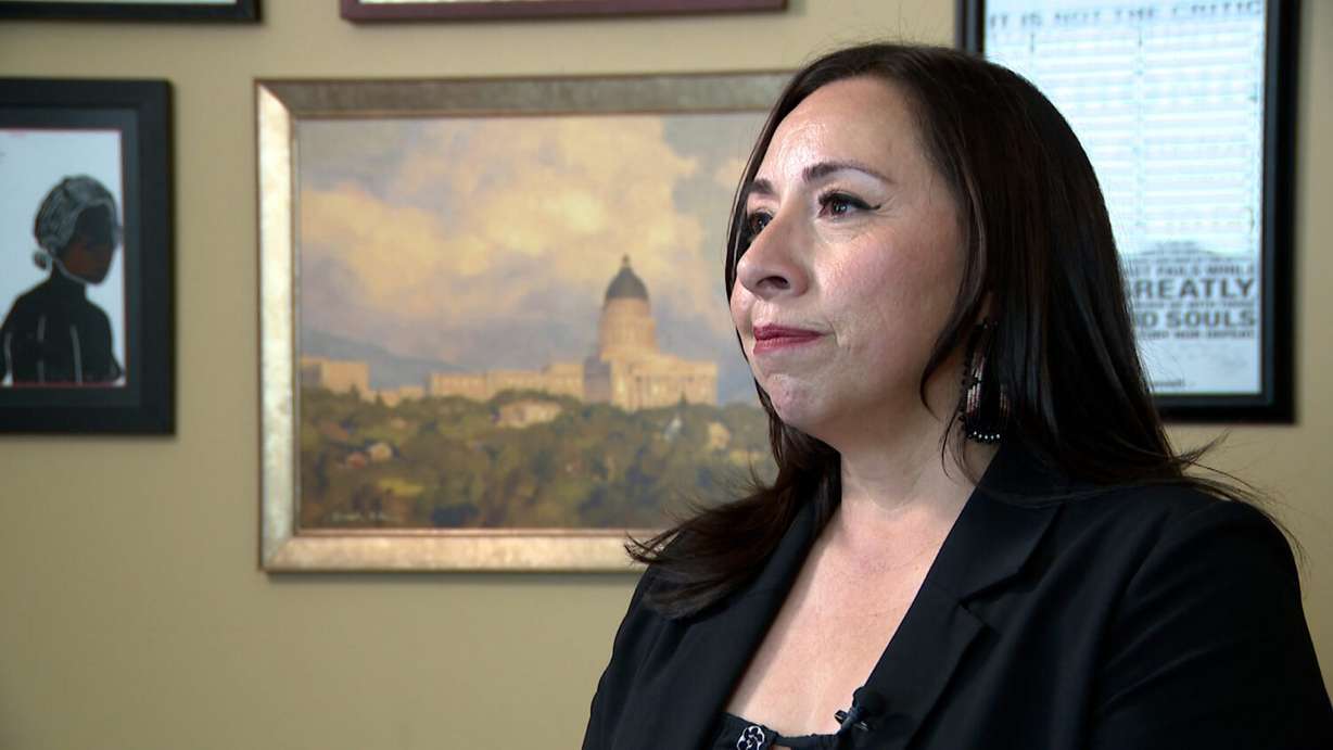Utah House Minority Leader Angela Romero speaks with KSL-TV on Thursday in Salt Lake City. Romero is calling for 7th District Judge Don Torgerson to step down right away.