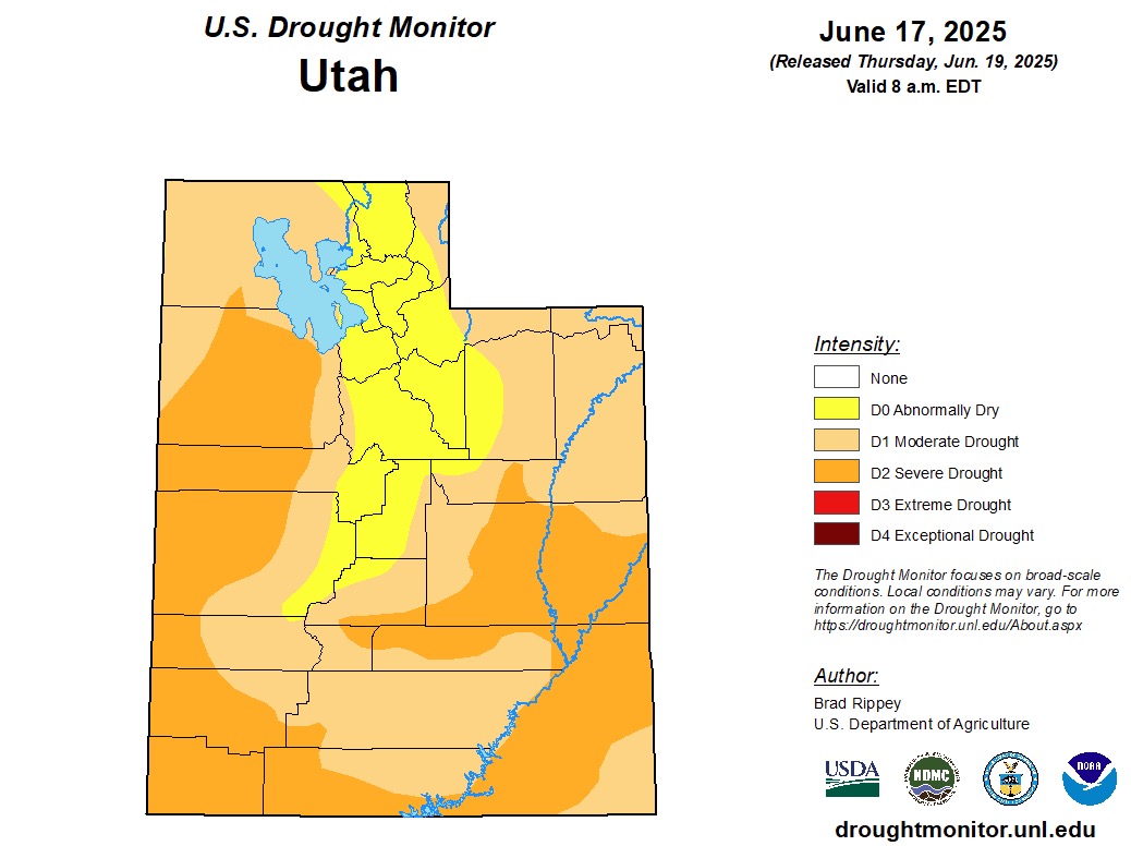 A map of Utah's drought situation as of Thursday.