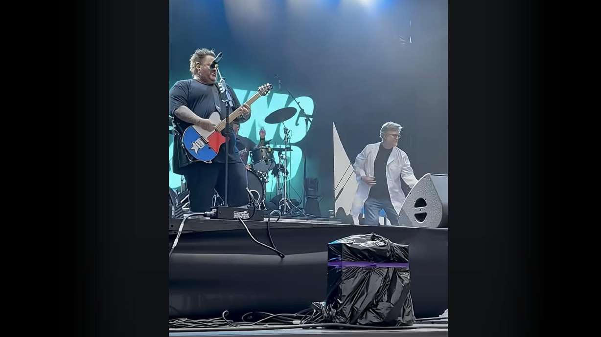"Phineas and Ferb" creator Dan Povenmire joins Bowling For Soup onstage as they sing the "Phineas and Ferb" theme song in Washington, D.C., on June 15.