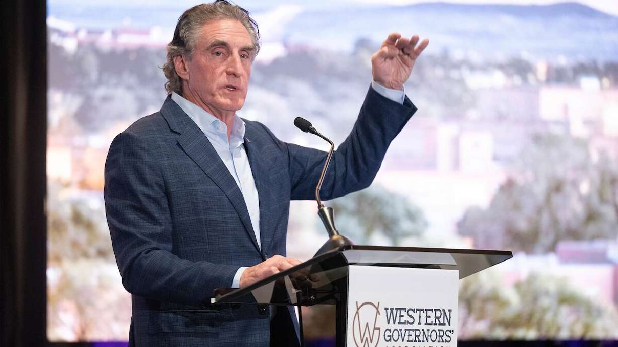 Interior Secretary Doug Burgum speaks during a meeting of the Western Governor's Association in Santa Fe, N.M., on June 23.