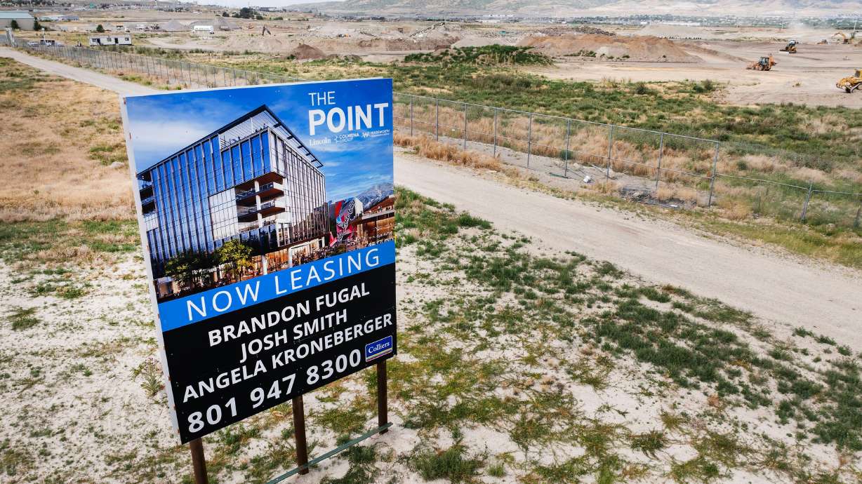 Work moves on at the Point, the former location of the state prison, on Monday. Utah officials are readying to issue a contract for tapping into a geothermal reservoir to help with the development of the project.