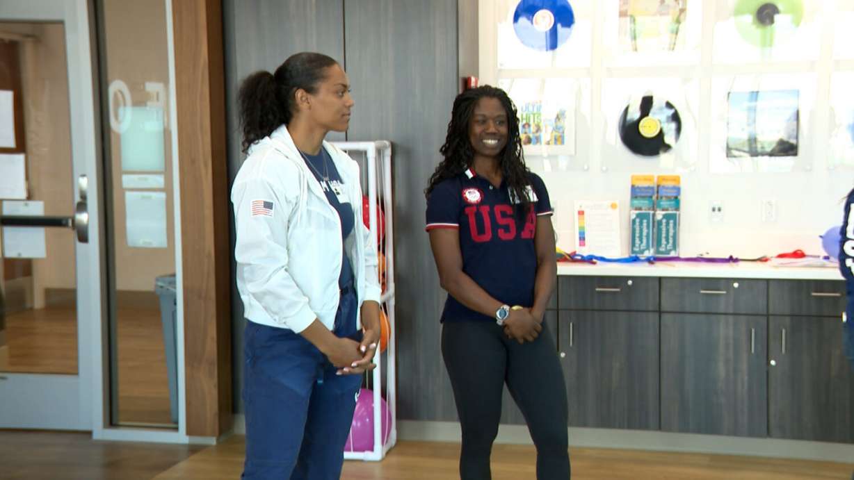 Olympians Kaysha Love and Erin Jackson are pictured.