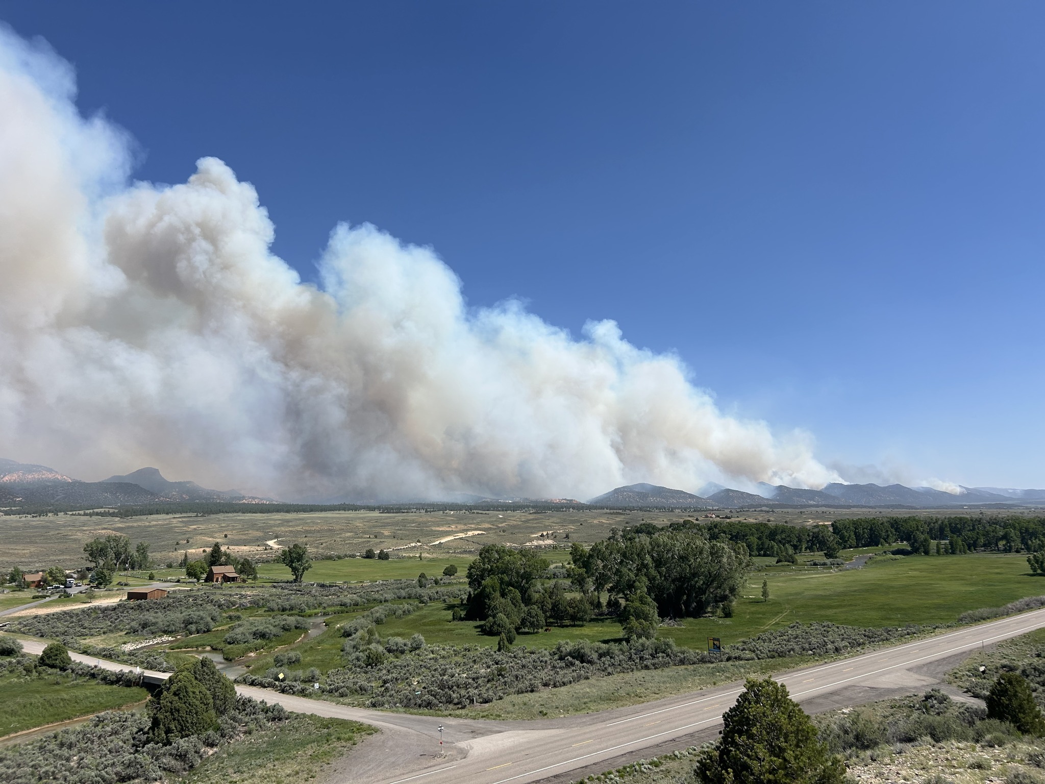 Smoke from the France Canyon Fire on Monday. A scheduled power outage is planned for Wednesday so crews can conduct work to protect power lines close to the fire, Garkane Energy officials say.
