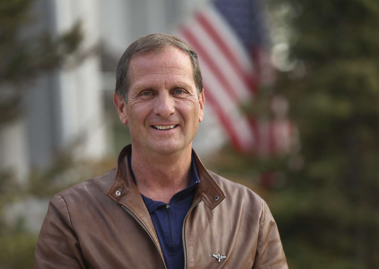 Former Rep. Chris Stewart, R-Utah, at a backyard event in Farmington on Oct. 8, 2020.