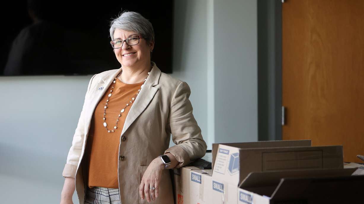 Molly Hart, state superintendent of public instruction, poses for a portrait in her new office at the Utah State Board of Education in Salt Lake City on Monday.