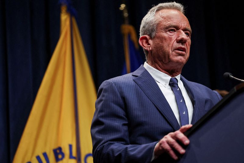 Health and Human Services Secretary Robert F. Kennedy Jr. at a press conference with Centers for Medicare and Medicaid Services Administrator Mehmet Oz at the Department of Health and Human Services in Washington, Monday.