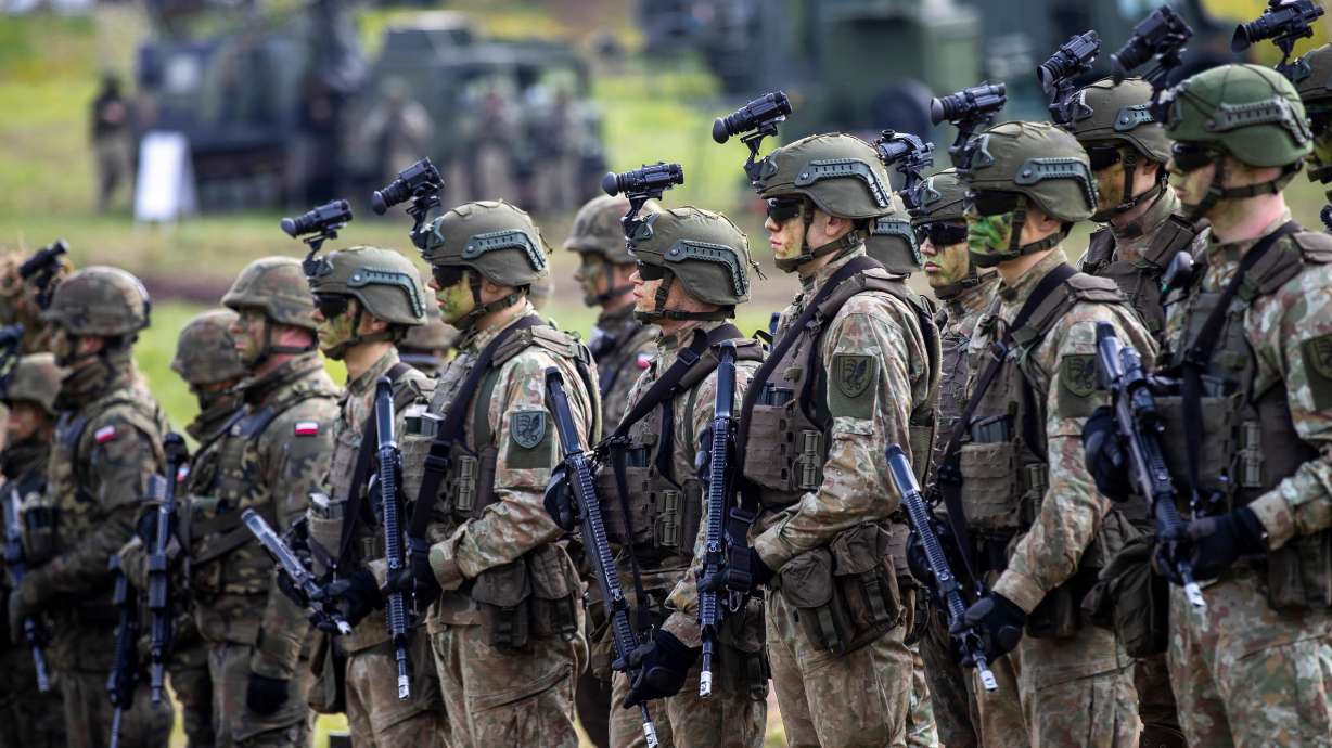Lithuanian Army soldiers at a training exercise near the Suwalki Gap at the Dirmiskes village in Lithuania on April 26, 2024. Utah Sen. Mike Lee is pushing for NATO allies like Lithuania to report how much they are contributing toward military spending.