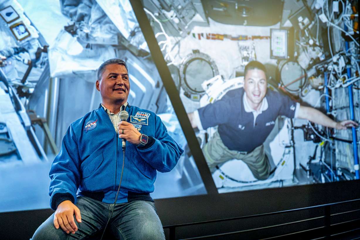 NASA astronaut Kjell Lindgren speaks during a panel discussion to showcase how local companies and innovators are contributing to NASA’s Space Launch System that will launch the Artemis II mission, held at the Clark Planetarium on Tuesday.
