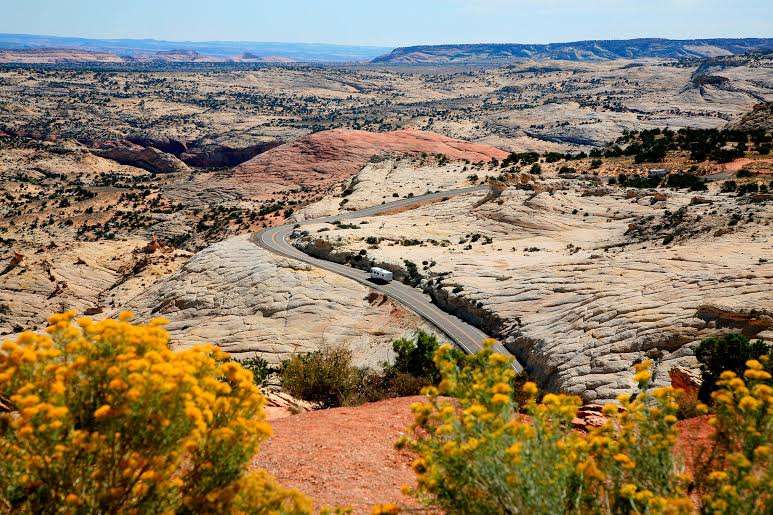 A section of Highway 12 is seen from the Head of Rocks overlook, about 10 miles east of Escalante.