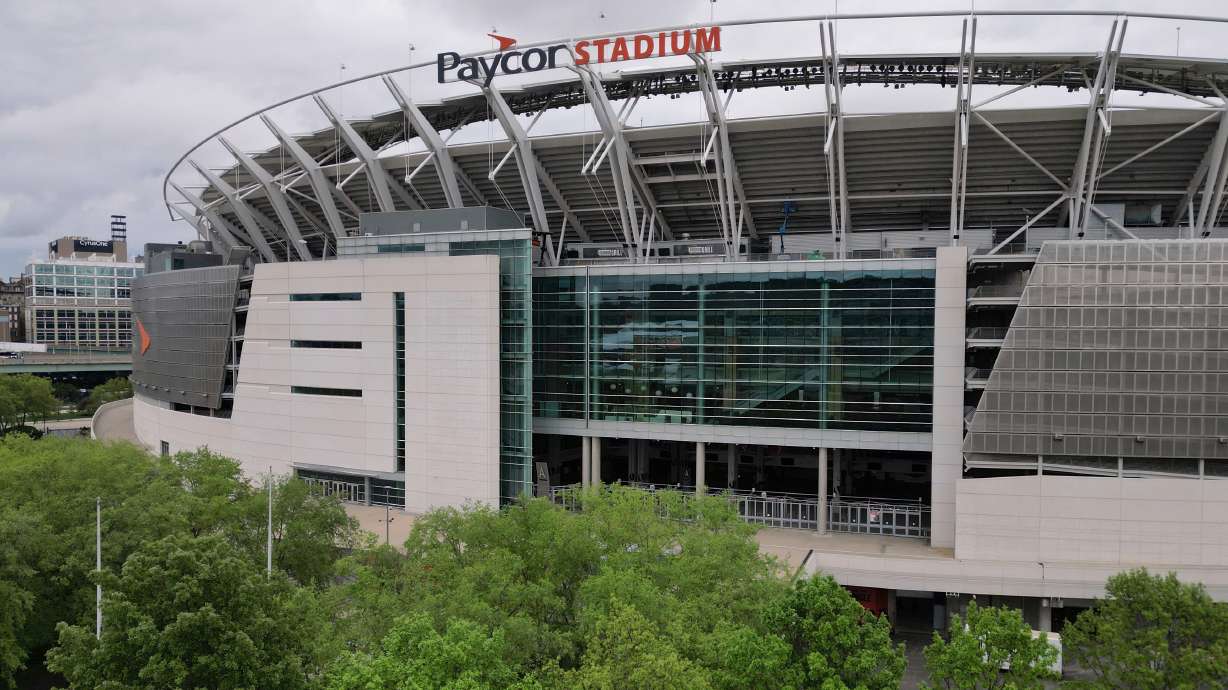 FILE - Paycor Stadium, home of the Cincinnati Bengals, is seen before NFL football practice on May 6, 2025, in Cincinnati.